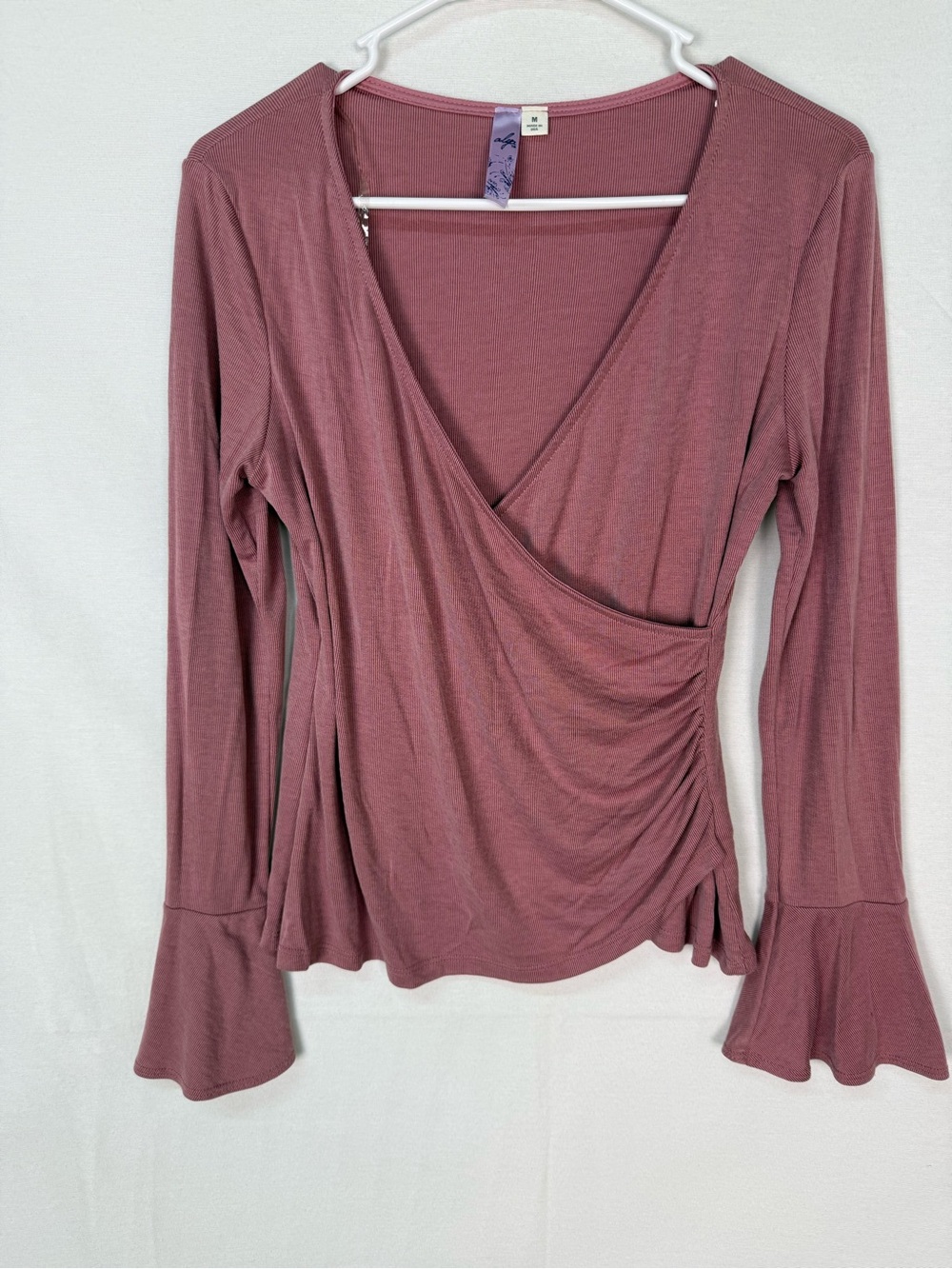 Alyx Mauve Wrap-Front Long-Sleeve Top